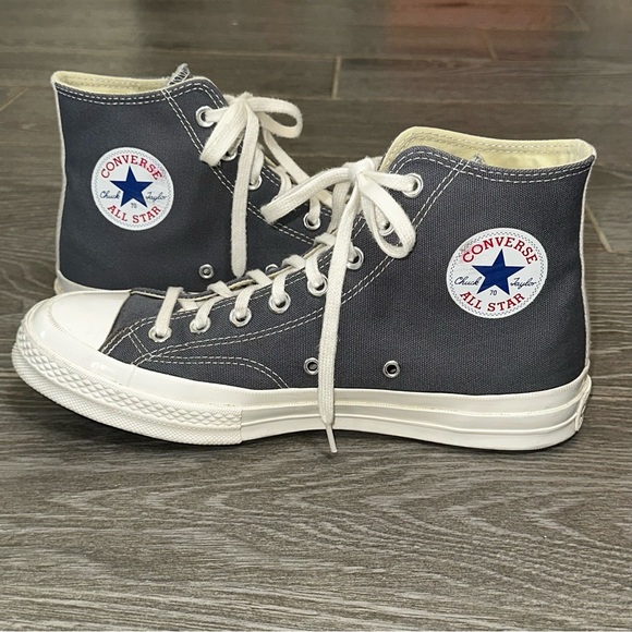 🛑SOLD - Converse X CDG Comme Des Garcons Play Chuck Taylor 70 Hi Steel Gray Men - Picture 6 of 16